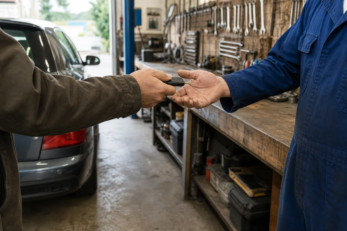Remise des clés d’un véhicule à un professionnel de l’automobile